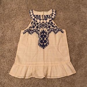 Blue and cream boutique top